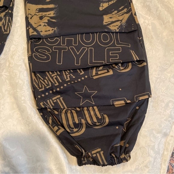 SHEIN Parachute Pants Black Green Elastic Waist Size 4 New - Picture 14 of 15